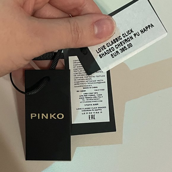 PINKO BNWT Italian Leather Pink Ombre Chevron Love Bag w Bronze Hardware + Birds - Picture 11 of 15